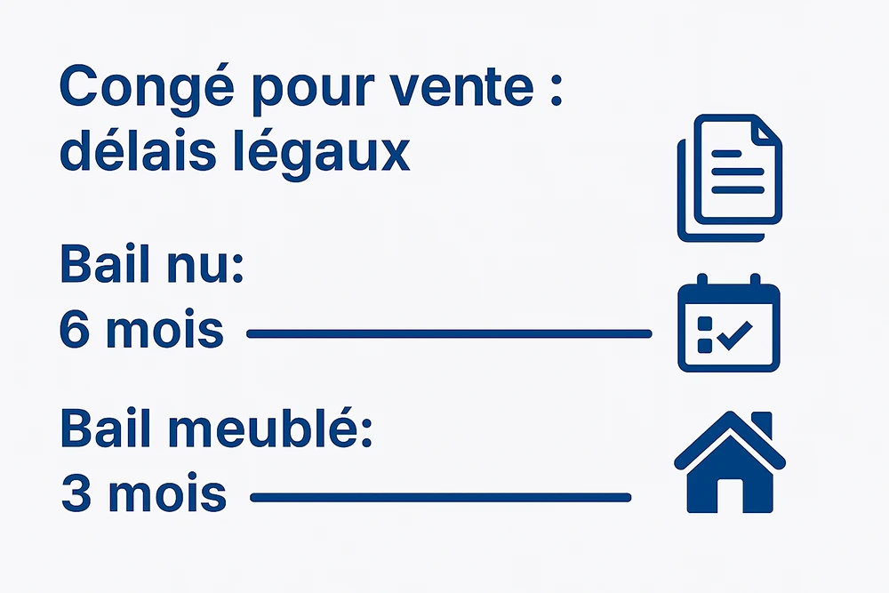 Infographie congé pour vente bail nu et meublé – délais légaux