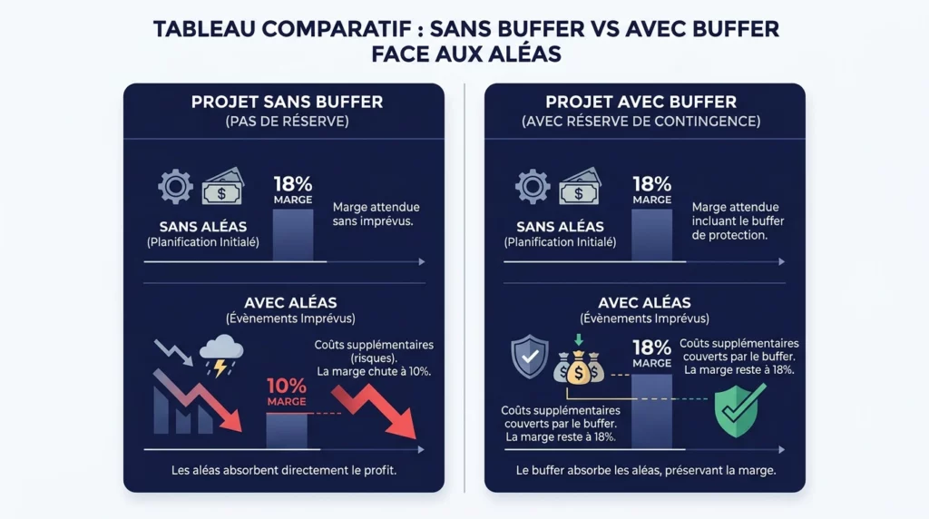 Infographie illustrant l’effet d’un dépassement de budget travaux sur la rentabilité d’un projet immobilier