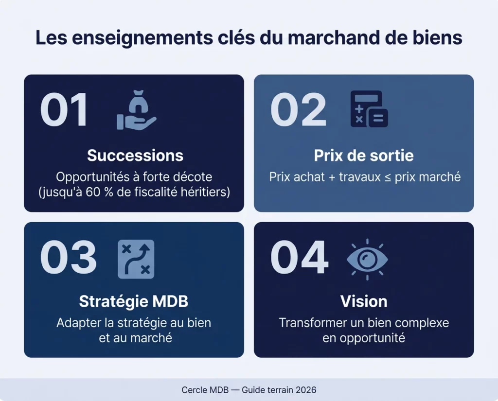 Illustration des principes fondamentaux pour optimiser la rentabilité en marchand de biens