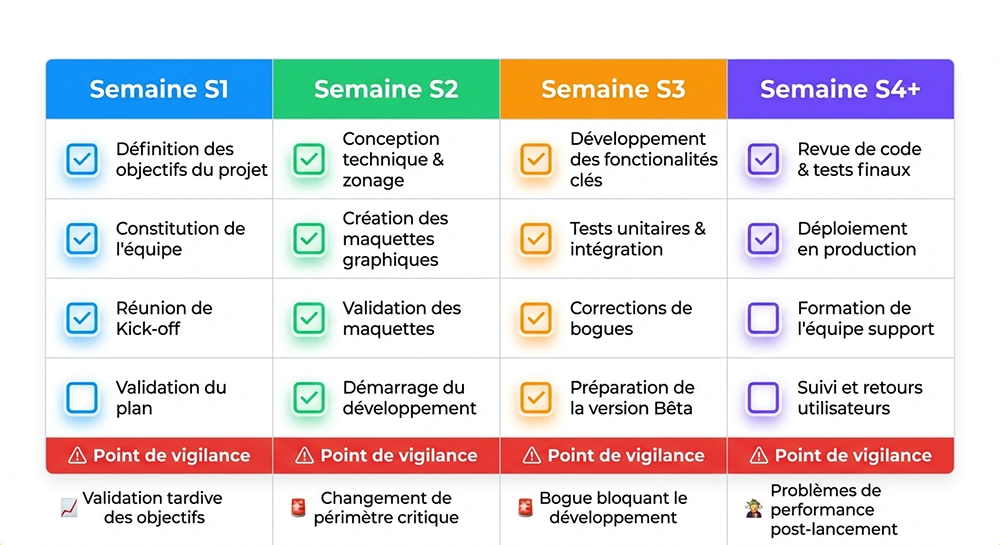 Checklist de pilotage de chantier semaine par semaine pour marchands de biens.