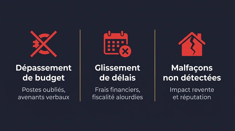 Les 3 mécanismes qui détruisent la marge d'un chantier de marchand de biens.